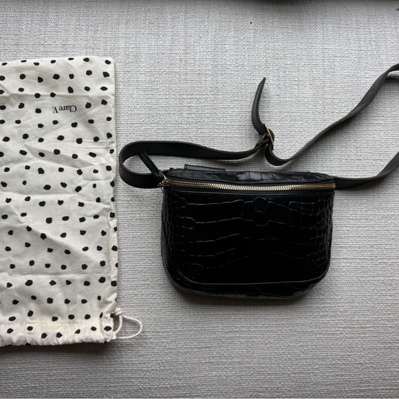 Clare V Handbags - Clare V. Black Croco Fanny / Belt Bag